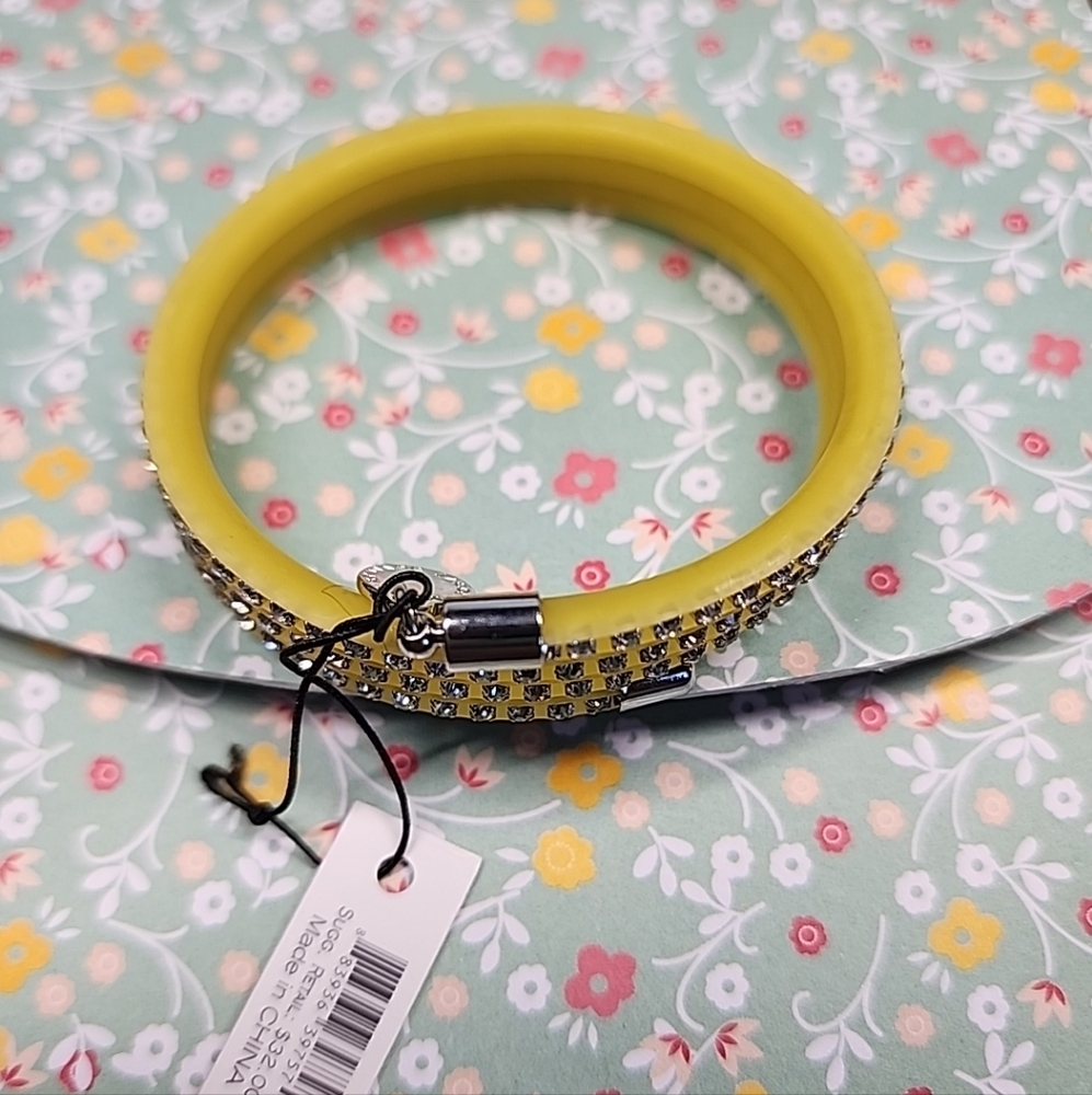 Marc Jacobs Yellow and Silver Crystal Bangle Bracelet